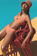 Amalfi salmon-pink ribbed bikini by Sofia Godinho